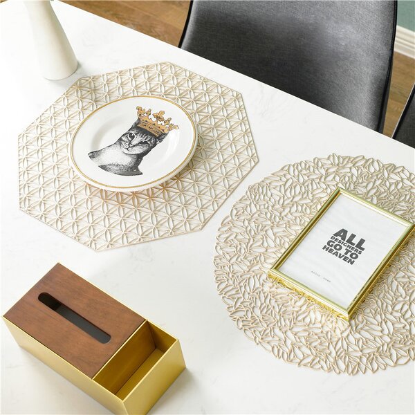 PVC Placemat Factory - OEM Nordic Gold Round Table Mat