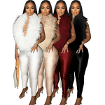 Jumpsuit Women Factory - 2025 Autumn Furry Patchwork Slimming