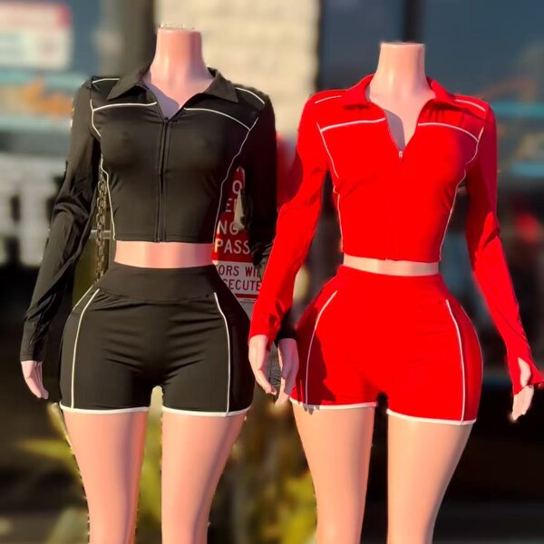 Lounge Set Women Manufacturer - Custom Logo Crop Zipper Hoodie Pants