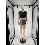 Two Piece Outfits Factory - Women Leopard Print Crop Tops Shorts