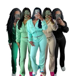 Tracksuits Women Factory - Two Piece Pants Set Long Sleeve Zip-up