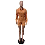 Denim Playsuit Factory - Women Elastic Lapel Single-Breasted Shorts