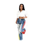 Jean Pants Women Factory - 2025 Pink Bow Button High Waist Denim