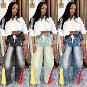 Jean Pants Women Factory - 2025 Pink Bow Button High Waist Denim