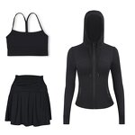 Sportswear Set Women Factory - Custom Gold Zipper Jacket Leggings