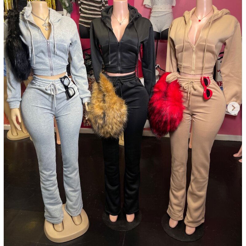 Two Piece Set Women Manufacturer - Winter PU Leather Fur Jacket