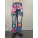 Wide Leg Jeans Manufacturer - Diamond High Rise Stretch Washed Hole