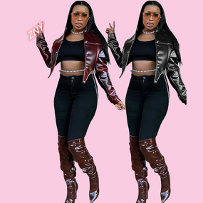 Jacket Women Manufacturer - 2025 Classic Black Single Breasted PU