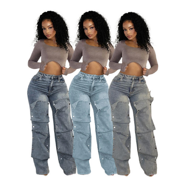 Jeans Women Manufacturer - High Street Workout Pocket Washed Loose