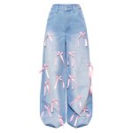 Denim Pants Women Factory - 2025 Fall Winter Feathers Decoration Wide