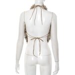 Tank Tops Women Factory - Furry Halter Backless Bandage Clubwear