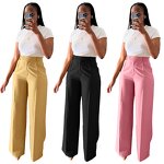 Pants Women Manufacturer - Loose Straight Solid Color High Waist