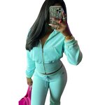 Sportswear Set Factory - Custom Logo Waffle Zip up Hoodie Pants