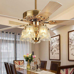Fan Chandelier Factory - European Style Wood Copper DC Motor 6-Speed LED
