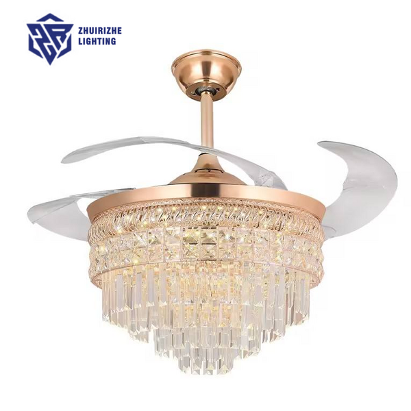 LED Ceiling Fan Factory - 42 48 Inch Luxury Crystal Electroplating Remote