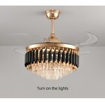 LED Ceiling Fan Factory - Luxury Crystal Remote Control 110V Pendant
