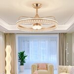 LED Ceiling Fan Light Factory - Luxury Gold Pendant Crystal Hanging Remote