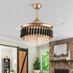 LED Ceiling Fan Factory - Luxury Crystal Remote Control 110V Pendant