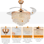 LED Ceiling Fan Factory - 42 48 Inch Luxury Crystal Electroplating Remote