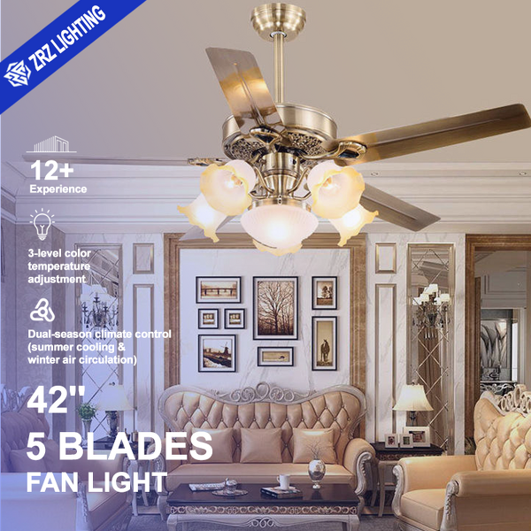 LED Ceiling Fan Manufacturer - Luxury DC Motor Wooden Iron Blade Vintage