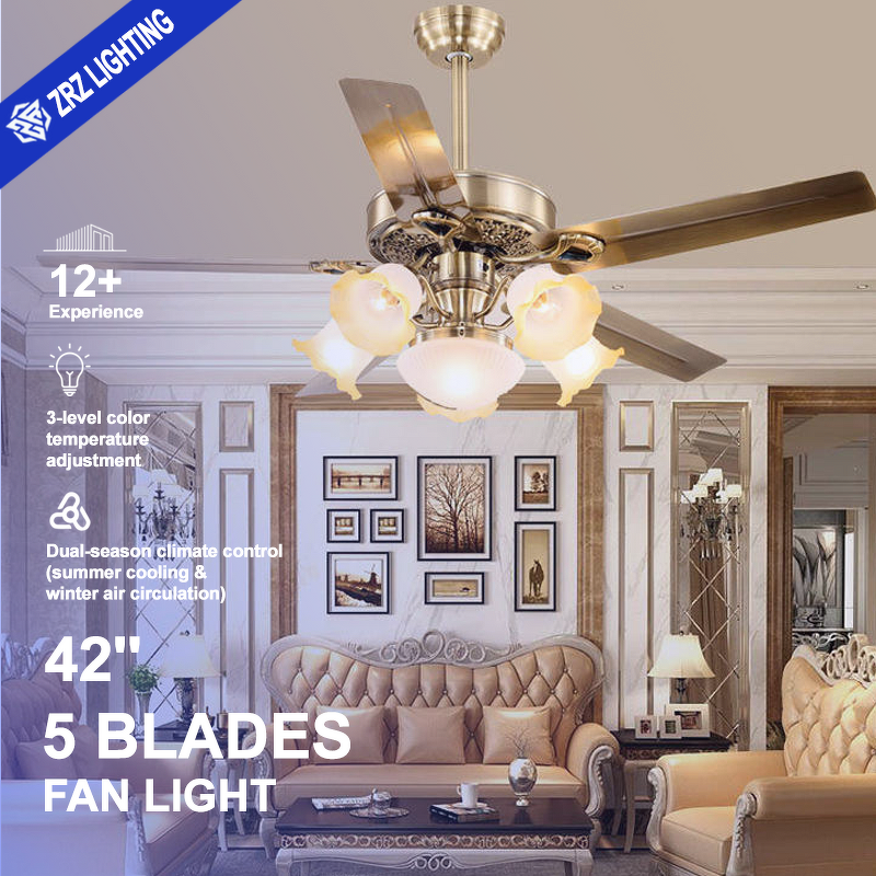LED Ceiling Fan Manufacturer - Luxury DC Motor Wooden Iron Blade Vintage