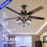 Ceiling Fan Factory - 42 Inch Metal Wood Blades Decorative Remote