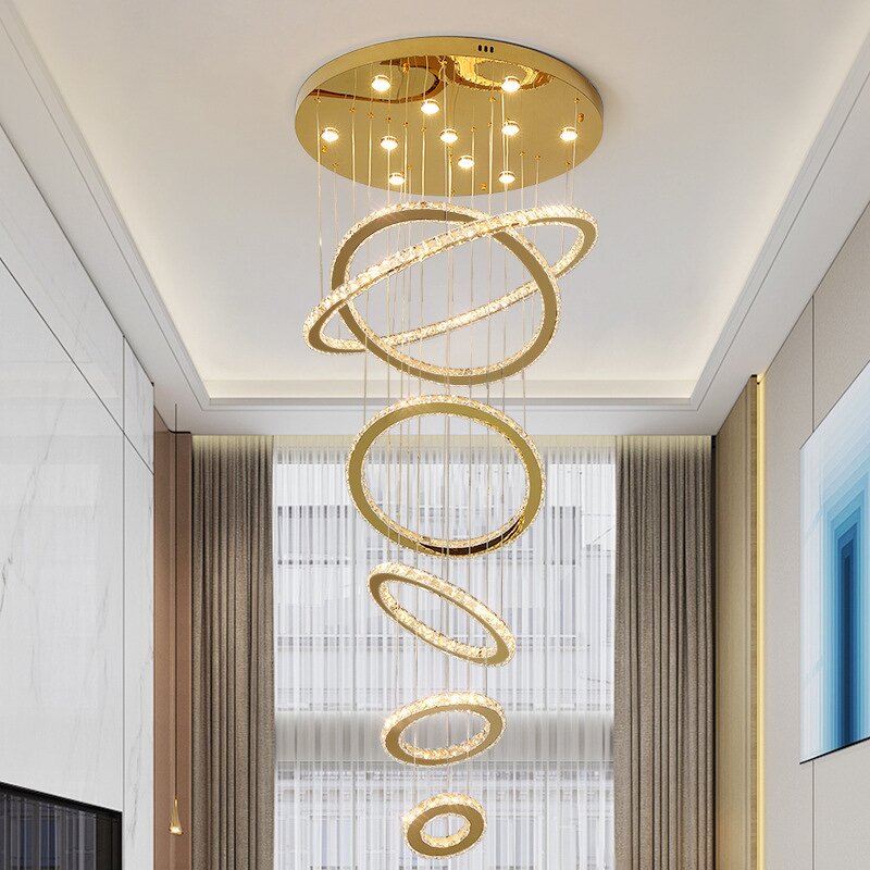 Crystal Chandelier Factory - Golden Creative Round Crystal Glass Circle