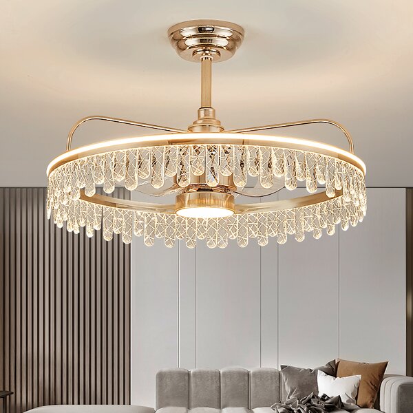 Crystal Ceiling Fan Light Manufacturer - Aluminum Crystal Golden French Luxury