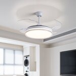 LED Ceiling Fan Light Factory - Modern Nordic Retractable Intelligent