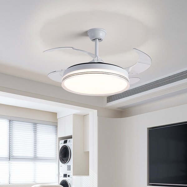 LED Ceiling Fan Light Factory - Modern Nordic Retractable Intelligent