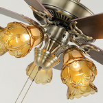 Ceiling Fan Factory - 42 Inch Wooden Leaf E27 Remote Light Kit