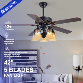 LED Ceiling Fan Light Manufacturer - 42 Inch Silent Pure Copper Motor Wooden