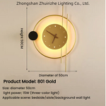 LED Clock Wall Lamp Manufacturer - Golden Iron Headboard 220V Wall Mounted