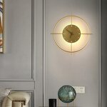 LED Clock Wall Lamp Factory - Golden Iron Headboard 220V Bedroom Art