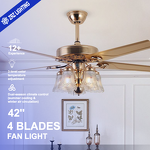 Fan Chandelier Factory - European Style Wood Copper DC Motor 6-Speed LED