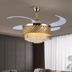 Ceiling Fan Light Manufacturer - Luxury Villa Crystal Pendant Remote Round
