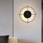 LED Clock Wall Lamp Factory - Golden Iron Headboard 220V Bedroom Art