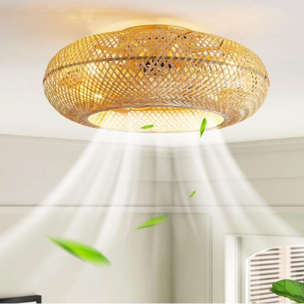 Ceiling Fan Manufacturer - DC Motor Remote 85-220V LED Light Rattan Cage