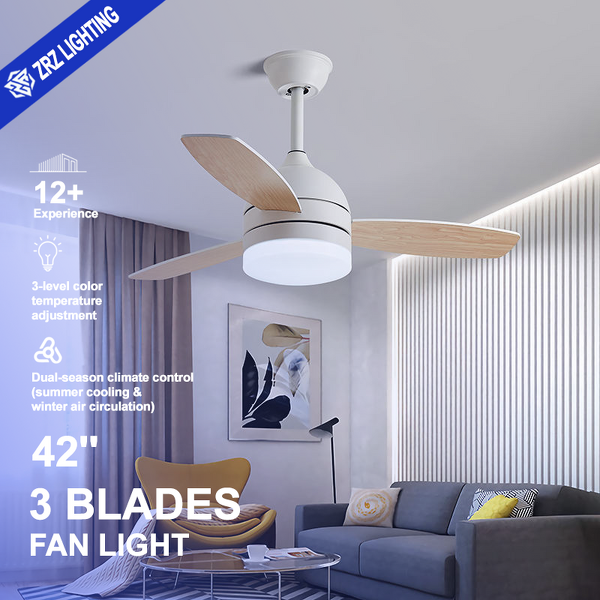 LED Ceiling Fan Manufacturer - 42 Inch DC Motor 3 Wood Blades 6-Speed