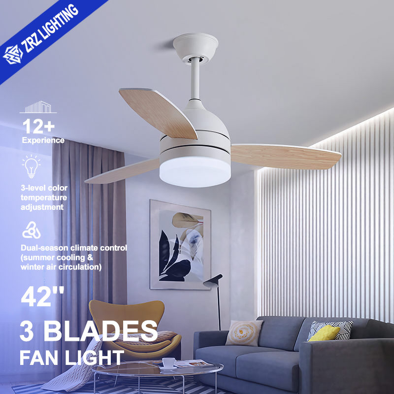 LED Ceiling Fan Manufacturer - 42 Inch DC Motor 3 Wood Blades 6-Speed