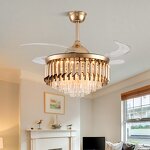 LED Ceiling Fan Manufacturer - Crystal Remote Control 110V DC Motor