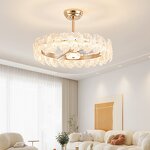 LED Chandelier Fan Manufacturer - Luxury Gold Crystal Hanging Remote Control