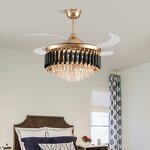 LED Ceiling Fan Factory - Luxury Crystal Remote Control 110V Pendant