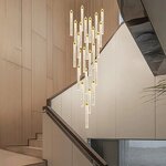 Crystal Pendant Light Manufacturer - Hotel Villa Hall Staircase Long Gold