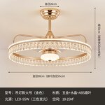 LED Ceiling Fan Light Factory - Luxury Gold Pendant Crystal Hanging Remote