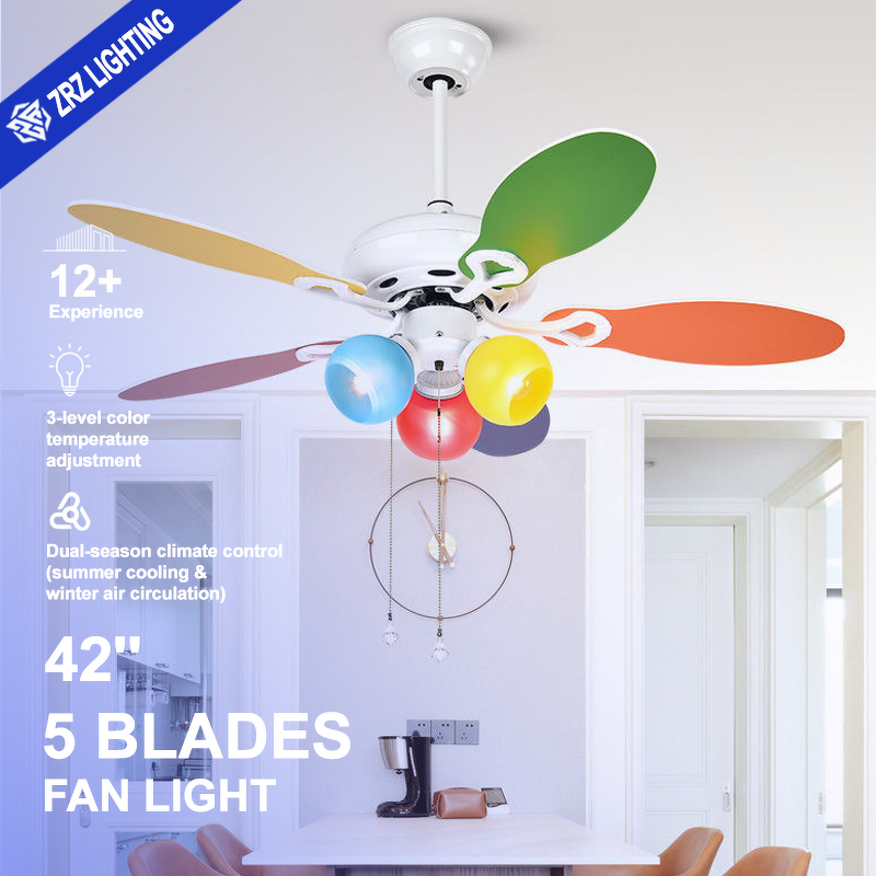 LED Fan Light Factory - Nordic Style Colorful Wood Blades DC Motor Remote