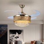 Ceiling Fan Light Manufacturer - Luxury Villa Crystal Pendant Remote Round
