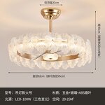 LED Chandelier Fan Manufacturer - Luxury Gold Crystal Hanging Remote Control
