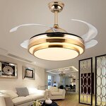 LED Chandelier Fan Manufacturer - Bluetooth Music Gold Invisible