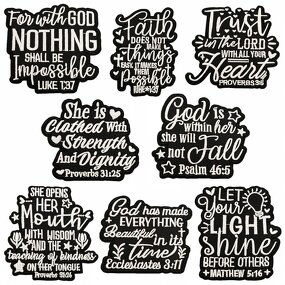 Embroidery Patch Factory - OEM Iron on Simple Black White Words